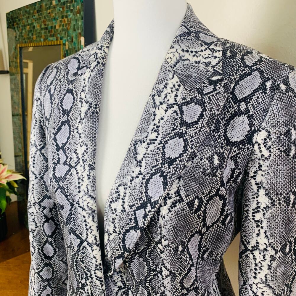 Michael Kors Black Gray Snake Print Blazer Jacket One Button Front Career Formal - Picture 4 of 9